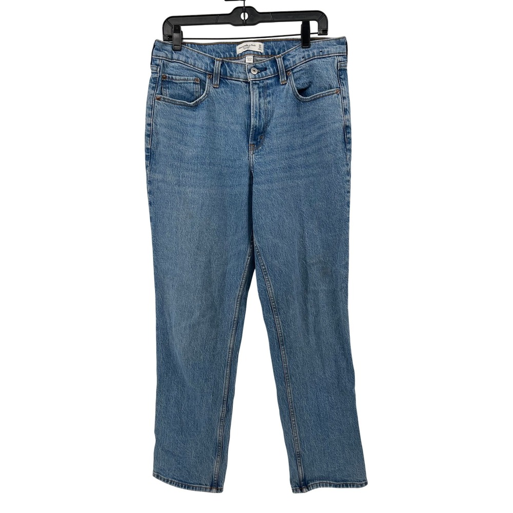 Abercrombie & Fitch Curve Love The Straight Mid Rise Jeans Blue Womens 30/10R